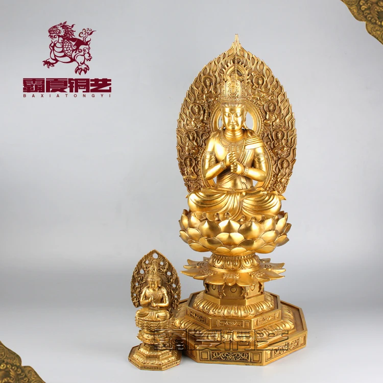 GOOD figure of Buddha -temple Porch lobby Talisman # Bless safety RULAI statue 71CM