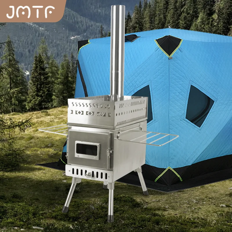 Cooking camping tent with wood burning stove stainless steel sauna stove household folding portable firewood stove wholesale