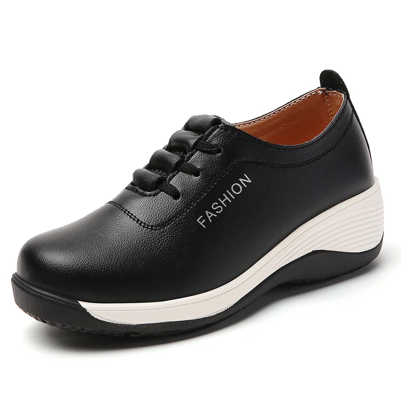 أحذية المشي الجديدة للربيع والصيف للنساء، أحذية جلدية غير رسمية بكعب منخفض 100%، أحذية فردية #2