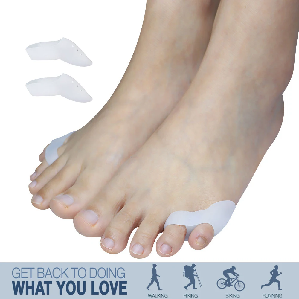 Pexmen 2/4Pcs Gel Pinky Toe Separator Spacer Little Toe Corrector Protector Foot Pain Relief for Callus Corns and Blisters