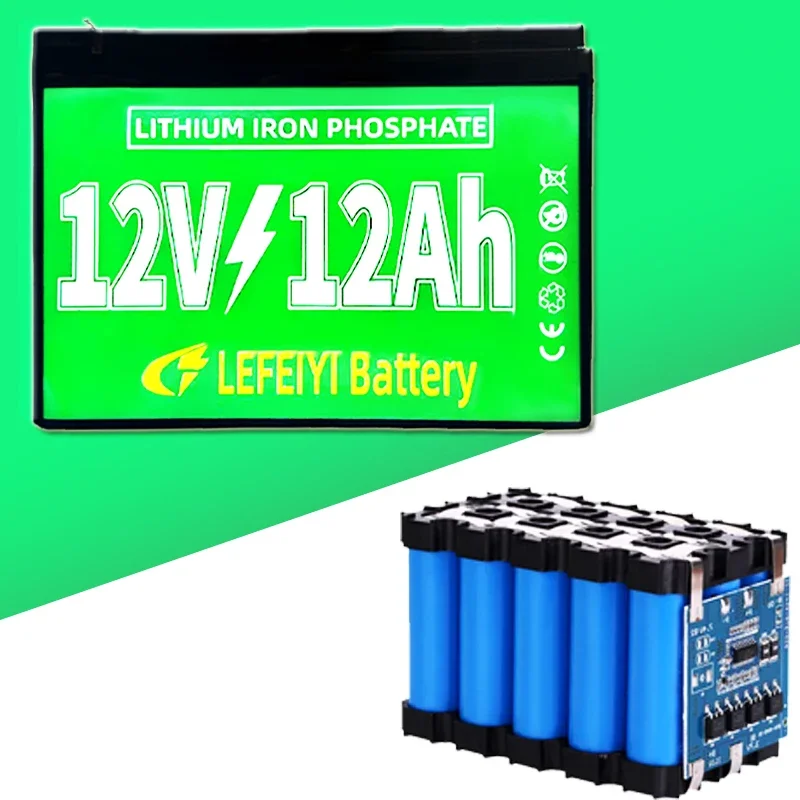 12V 12000mAh LiFePo4 12AH 배터리 팩 리튬 이온 인산염 배터리 내장 BMS 12.8V 어린이 스쿠터 보트 모터 라이트