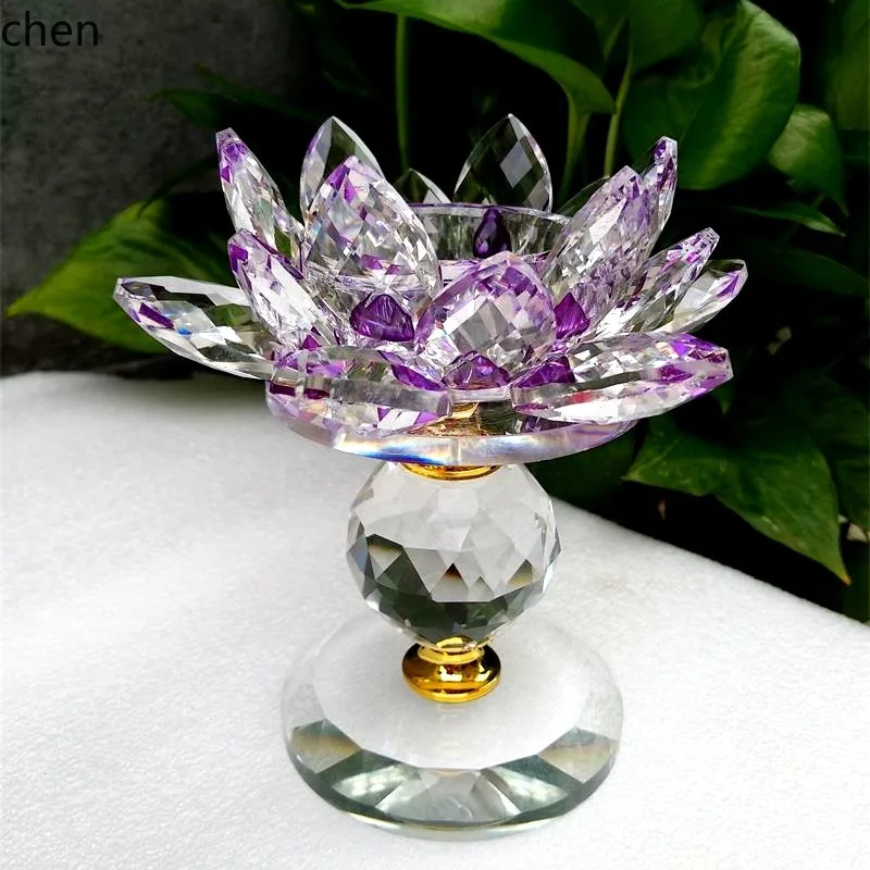 Cz crystal alloy lotus candle holder ornament buddhist supplies home decoration crystal temple butter ornament
