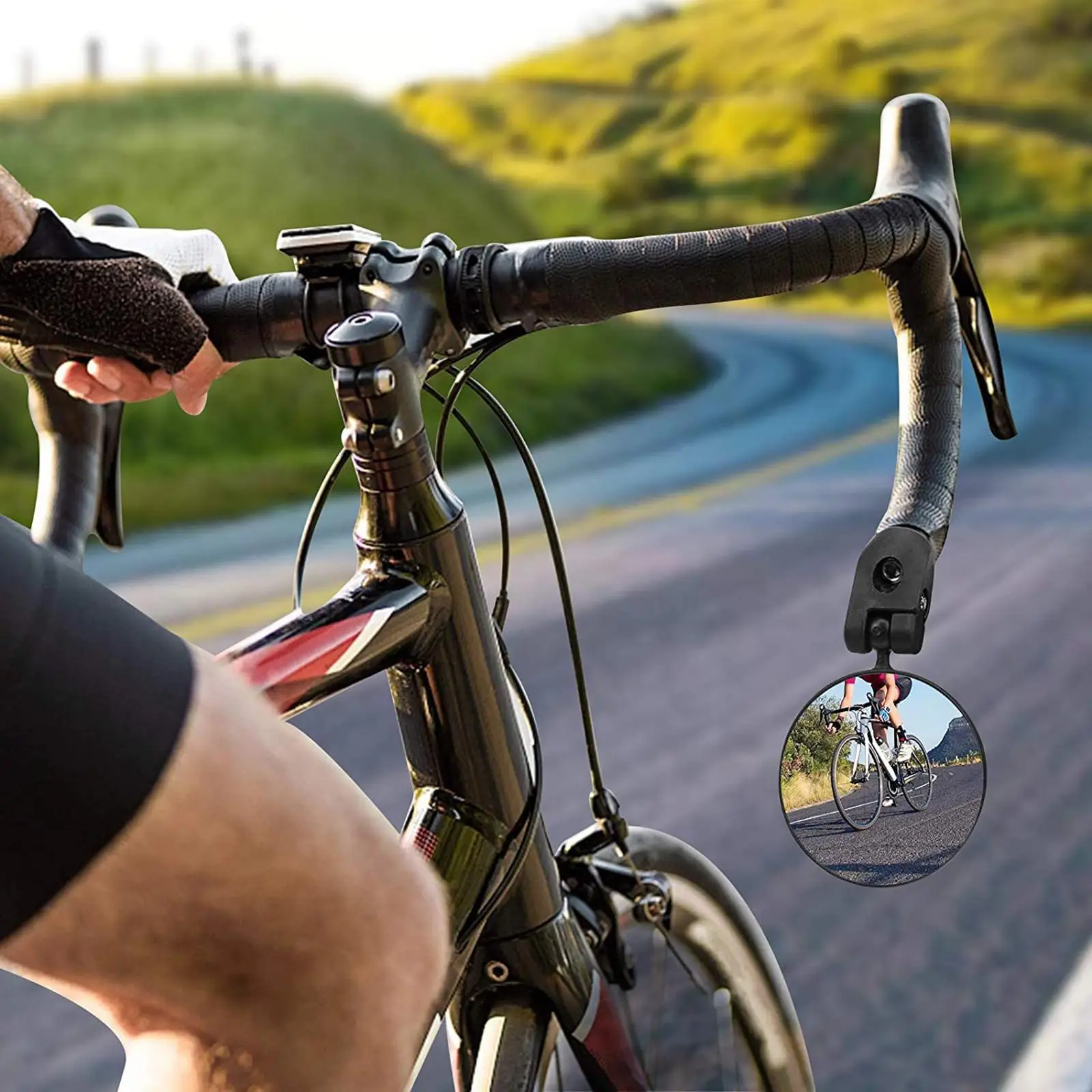 

Handlebar Cycling Rear View Mirror ABS Plastic Wide Angle Convex Mirror for Mountain Road Electric Bike Scooter Motorcycle