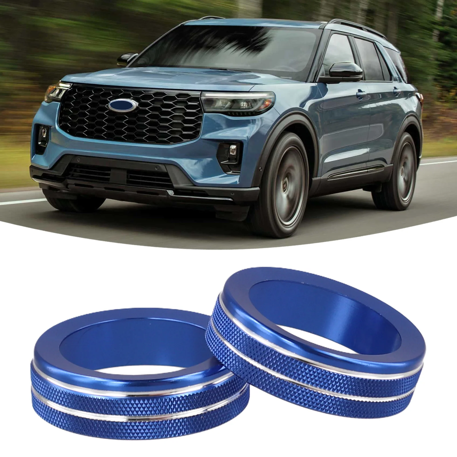 2 Pcs AC Volume Control Switch Knob Trim Cover Ring For Ford For Explorer 2020-2025 Volume Knob  Covers Switch