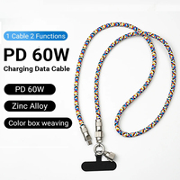 2 In 1 Fashionable Mobile Phone Lanyard PD 60W C To C Charging Cable Zinc Alloy Lock More Convenient And Safer For Mobile iPhone