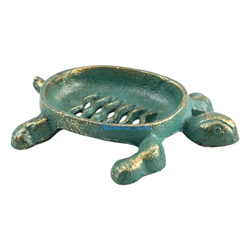 U2JC Classical Cast Iron Turtles Soap Case Soap Dish For Bathroom Countertop Decors