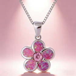 Simple Fashion Hot Sale,Elegant and Exquisite Floral Opal Pendant Necklace Pendant Jewelry,The Perfect Valentine's Gift for Girl