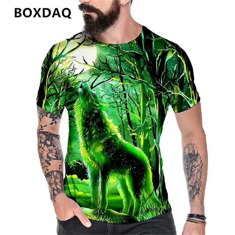 

Wolf T-shirt For Men's Summer Streetwear 3D Animal Print Short Sleeve Tops 6XL Plus Size Man Clothing Hip Hop Casual Tees