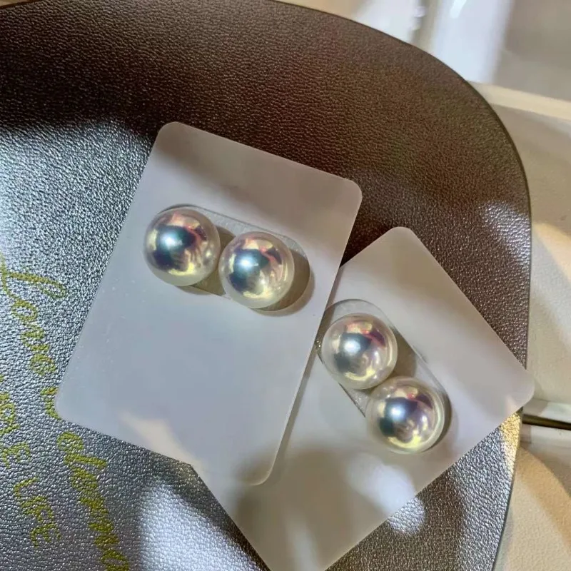 11–12 mm weiße, runde, natürliche Perle mit Satinstruktur