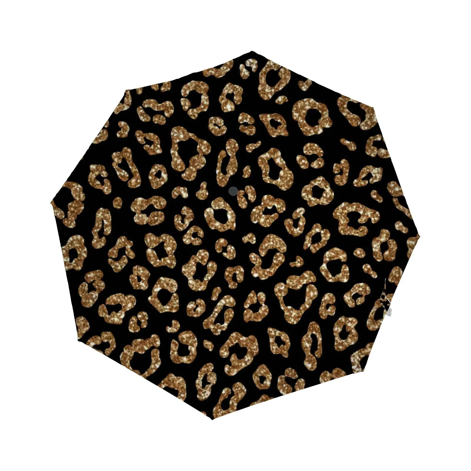 Leopard Print Folding Rain Sun Umbrella Panther Skin Pattern Travel Umbrellas Compact Lightweight Windproof for Adults Women