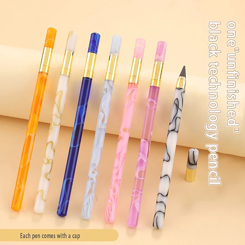 Replaceable Pen Durable Non Damaging No Ink Infinite Writing Sketching Stationery Acrylic Smoke Stick Pencil