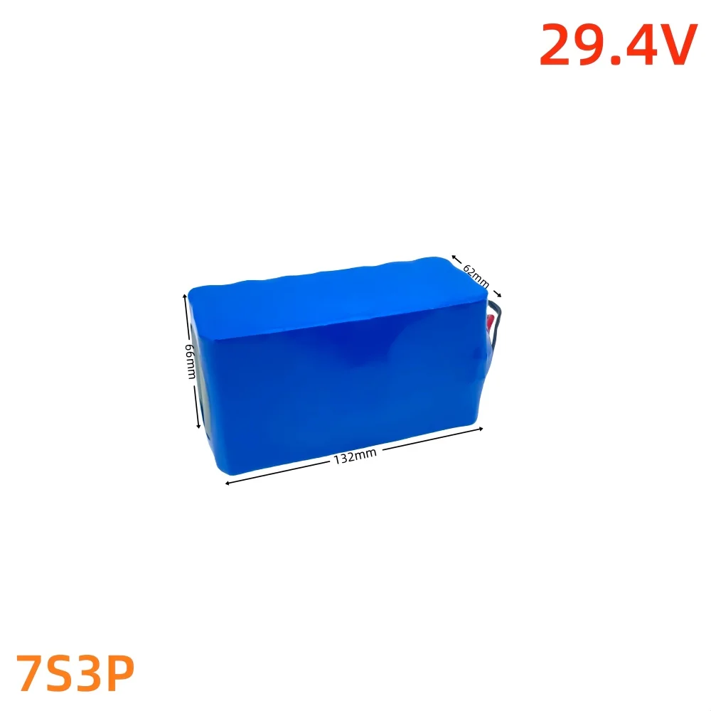 29.4V 7S3P 17800mAh lithium-ion battery pack with 20A balanced BMS, suitable for electric bicycles and scooters.2Line+DC