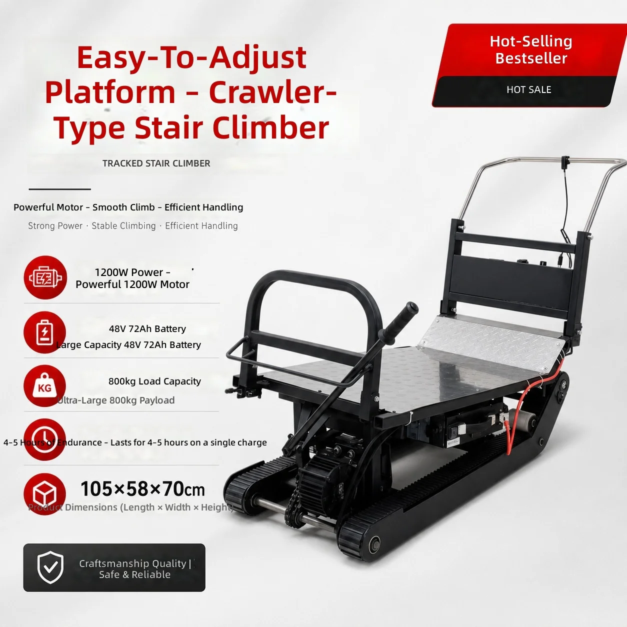 Stair Climbing Machine, Electric Stair Climber, 2 in 1 Track Design, Easy Turning, Water and Cargo Transport, Moving Helper