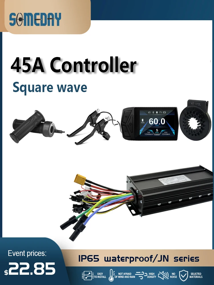 AliExpress NONE 36V/48V/52V Ebike Motor And Speed Controller 45A 3-Mode Sine to Square Wave Converter with UKC1 LCD Display for Electric Bikes