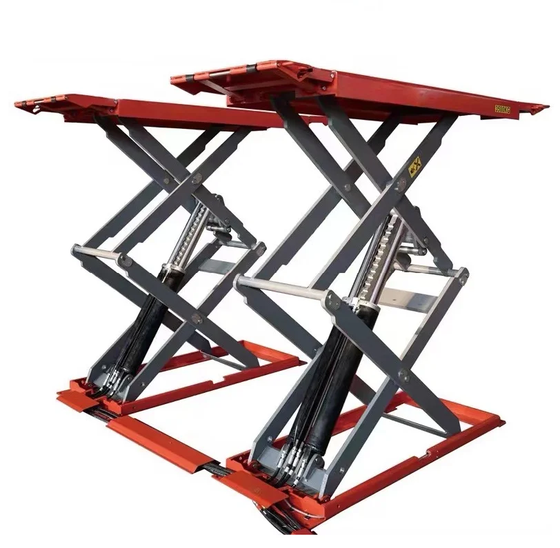 4000kg Above Floor Scissor Lift Ultra-Thin Scissor Car Lift 1.85m 4T Four Cylinder Hydraulic Scissor Lift Platform