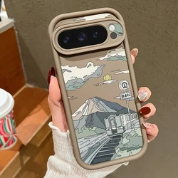 Mountain Train Pattern Soft Case For Google Pixel 10 9 7 8 Pro 9A 8A Pixel 9 10 Pro XL Shockproof Solid Color Phone Cover Cases