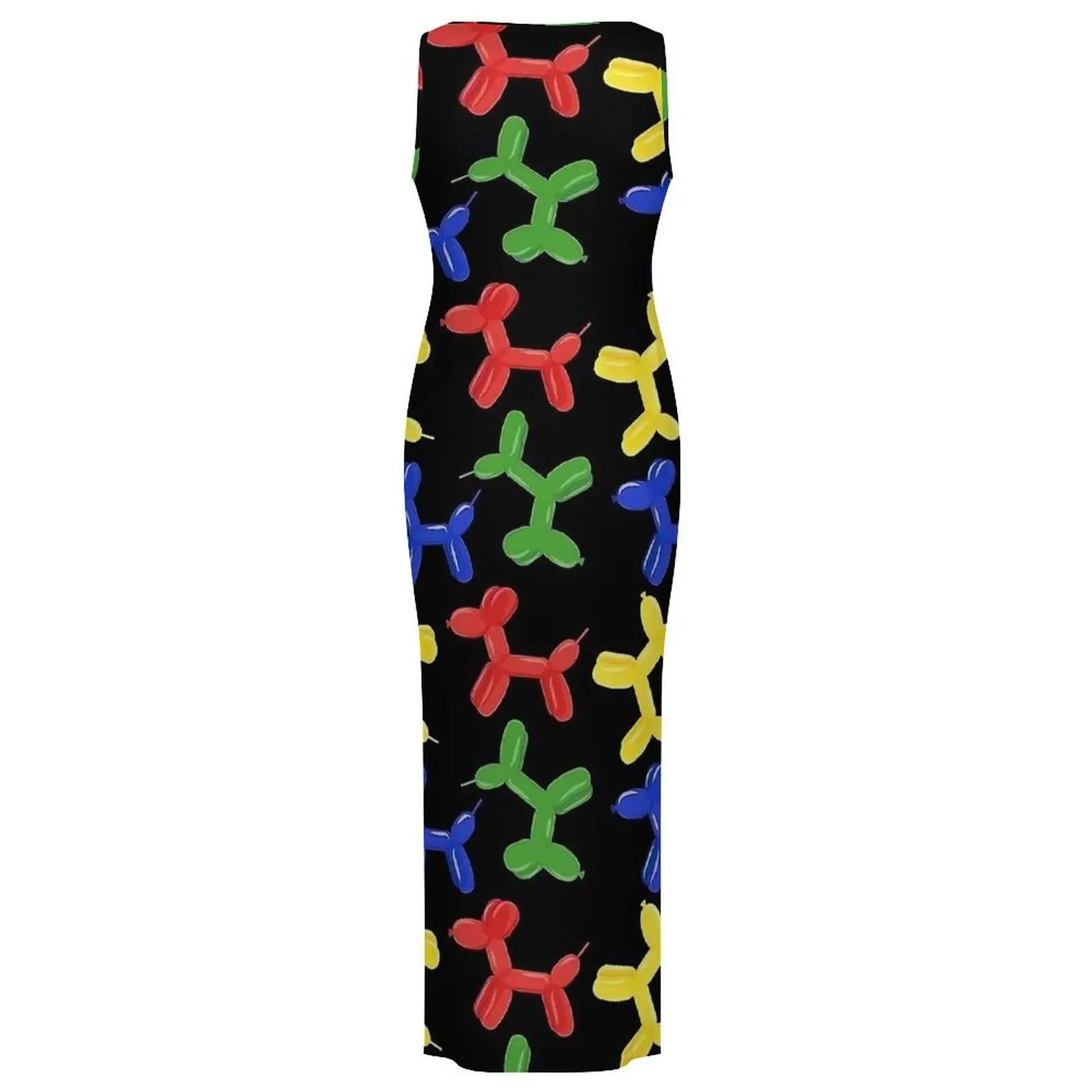 다채로운 풍선 개 드레스 민소매 Y2K 패션 맥시 드레스 우아한 Bodycon 드레스 여성 그래픽 특대 Vestidos