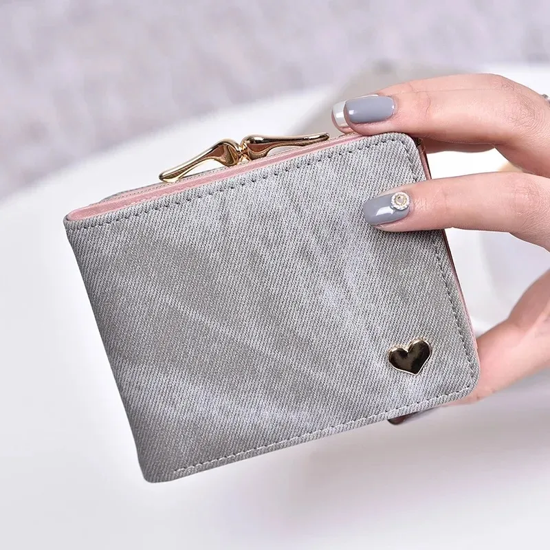 Petite pochette pour femme, porte-monnaie multifonction, décoration en forme de cœur, portefeuilles de grande capacité, porte-cartes mignon, sac d'argent