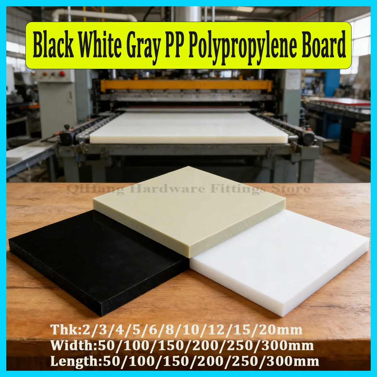 

Black White Gray PP Polypropylene Board, 2-20mm Thick, 50x50-300x300mm, Food Grade Plastic Sheet, Wear Resistant