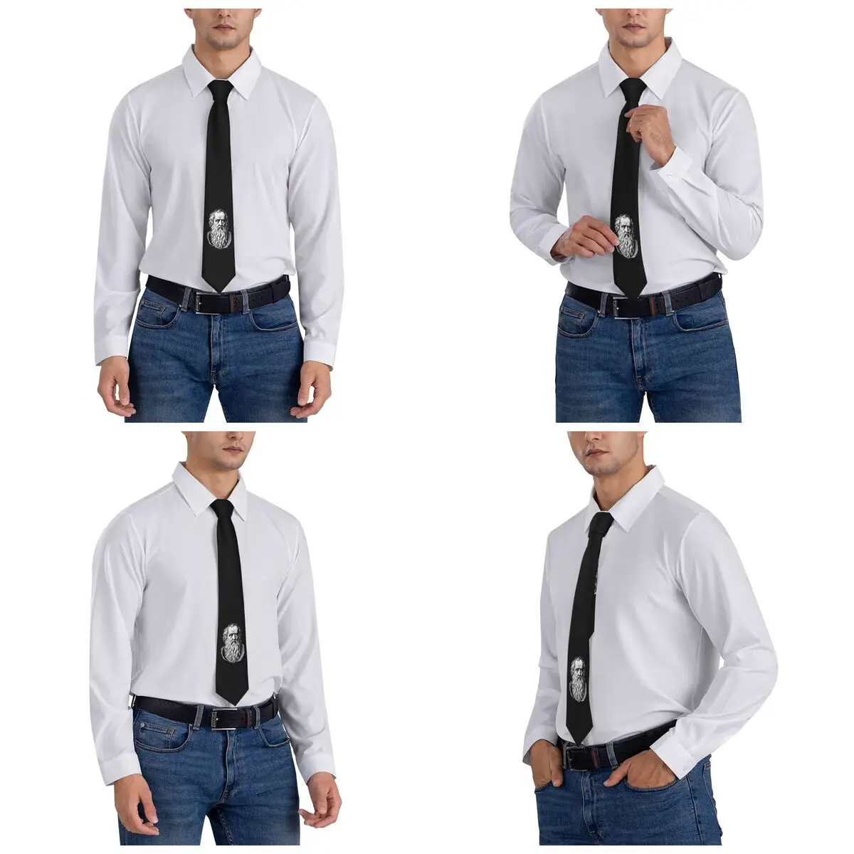 Plato Filosofo greco e matematico Cravatta per uomo Cravatte sottili in poliestere di seta Cravatta da lavoro per matrimonio Casual Gravatas