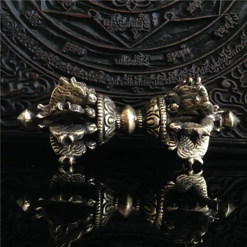 

Tibetan Handicrafts Buddhist Vajra Pestle Crafts Brass Golden 8 Lines