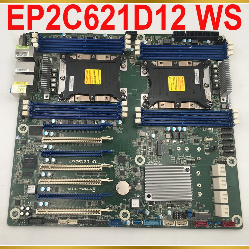 ASRock 마더보드용 듀얼 소켓 LGA-3647, DDR4, SATA3.0, PCIe3.0, EP2C621D12 WS