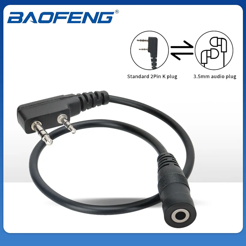 

BAOFENG 2 Pin to 3.5mm Walkie Talkie Headset Adapter Earpiece Adapter Cable For BAOFENG UV-5R BF-888S Two Way Radio