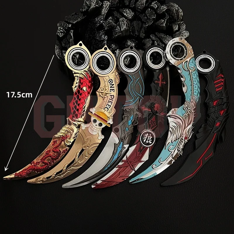 Juego de francotirador de 17,5 cm/6,88 pulgadas, espada Shura periférica, arma giratoria con rodamiento incorporado, modelo de Metal, cuchillos para exteriores sin cortar, juguete de regalo para niño