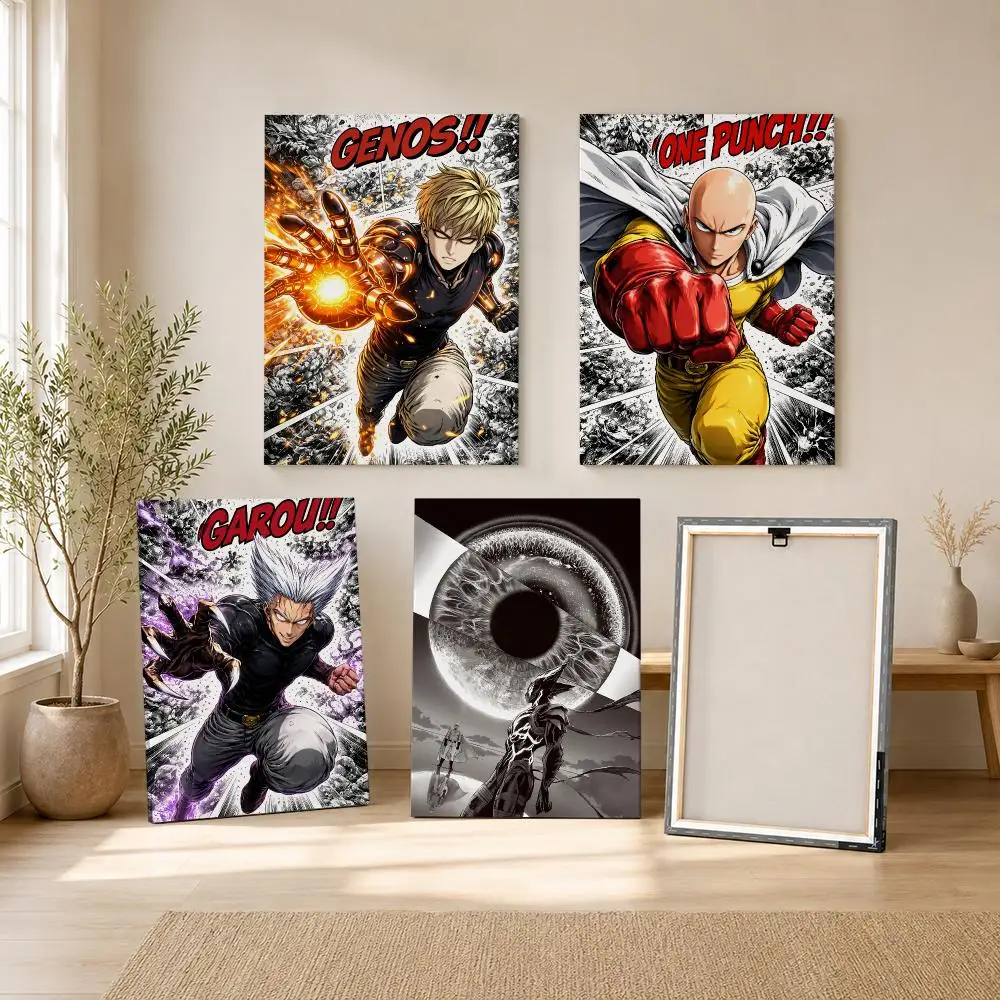 Manga Collage O-One-Punch Man Painting Calligraphy Wood Framed Canvas Poster HD Wall Art Bedroom Bar Office Home Decor