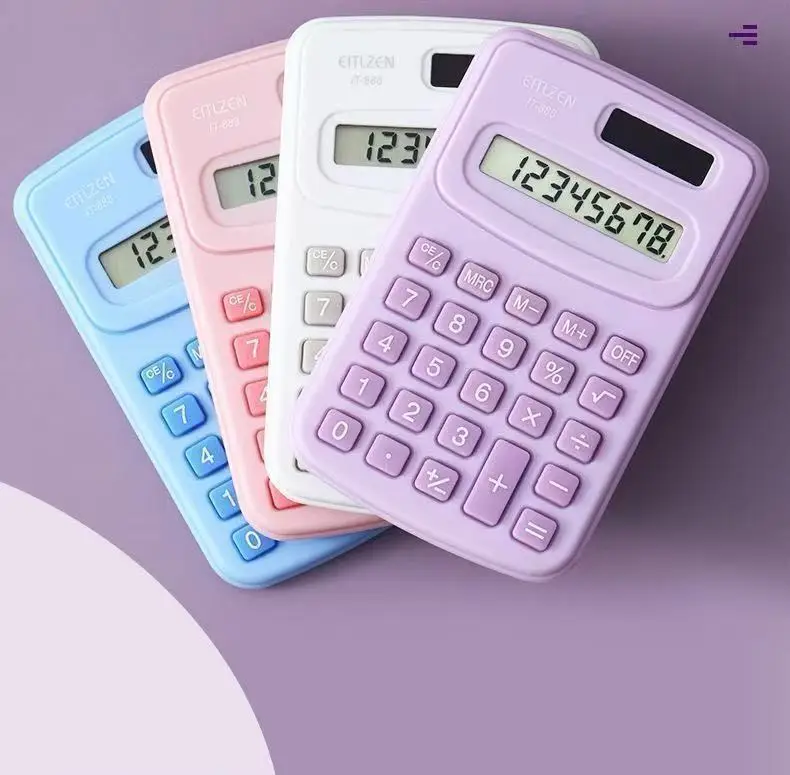 1PcsSmall Solar Calculator Portable Calculator Cute 8 Digits LCD Electronic Home Office Calculator for Primary School Calculator