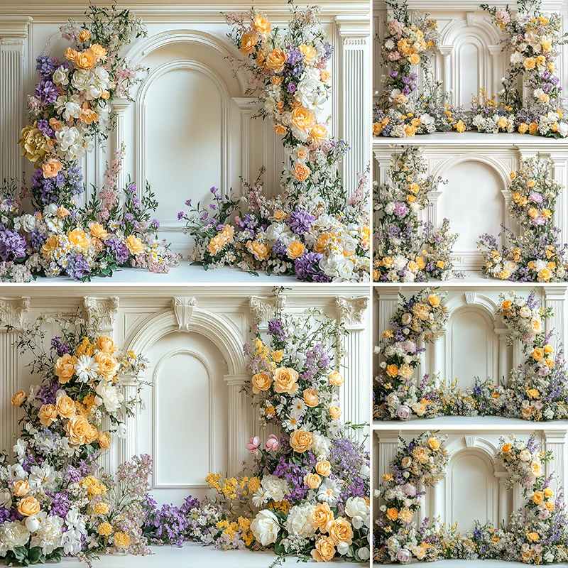Fondo Fotográfico LS, Blanco, Vintage, Pared de Palacio, Decoración Floral, Boda, Maternidad, Adultos, Niños, Retrato Artístico, Fondo para Estudio Fotográfico