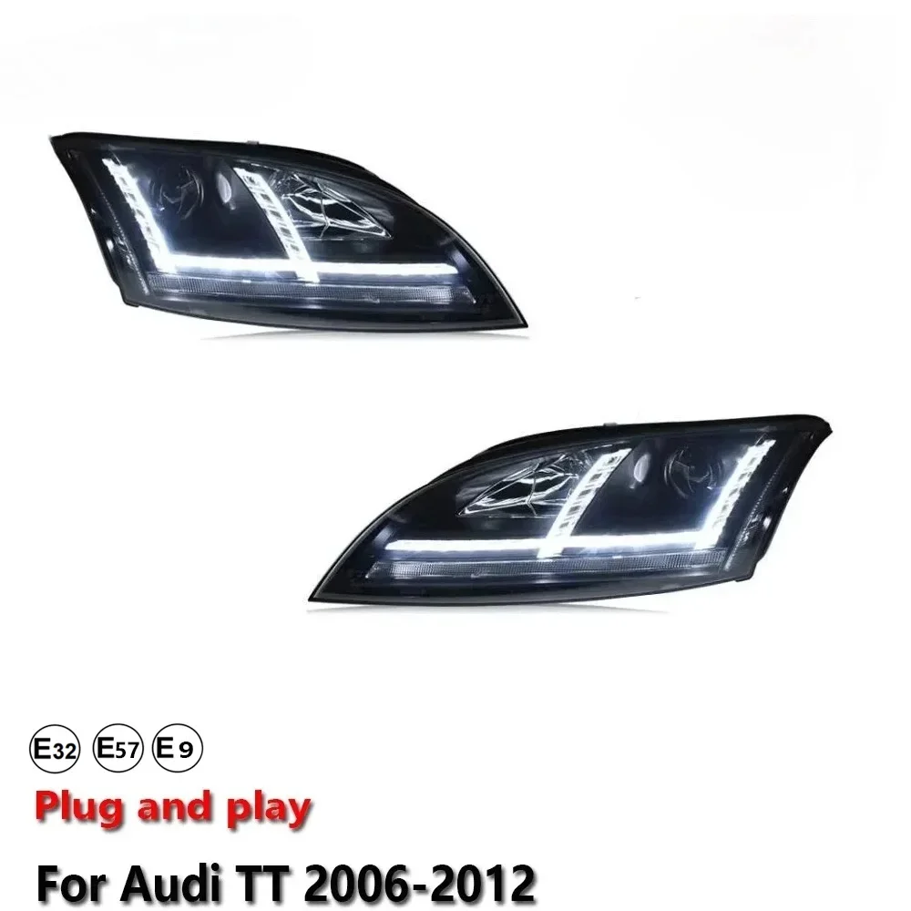 KQX Car Accessories Lamp Headlight Light For Audi TT 2006-2014 LED DRL Projector Front Headlamp Brake Turn Signal Lamp Plug And