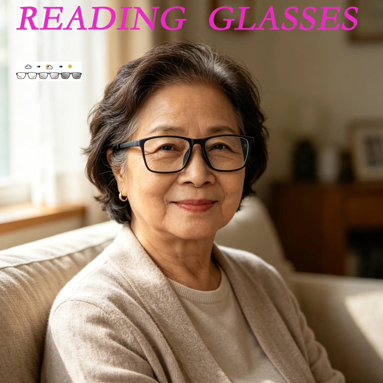 Photochromic Reading Glasses Rectangular Anti-Blue Light Presbyopic Eyewear for Grandparents Wholesale Retail+150 +200