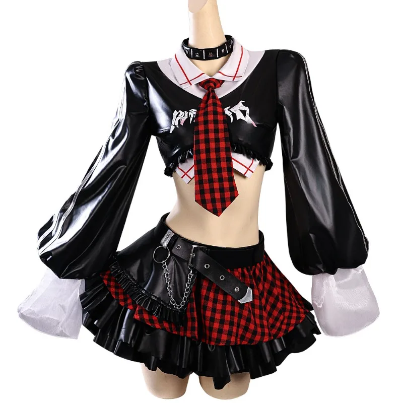 New Rock Band Warrior Figurine Asuka Cosplay Anime Newly Soryu Costume Woman Sexy Gothic Uniform Skirt Wig Set Party Play Outfit view 5