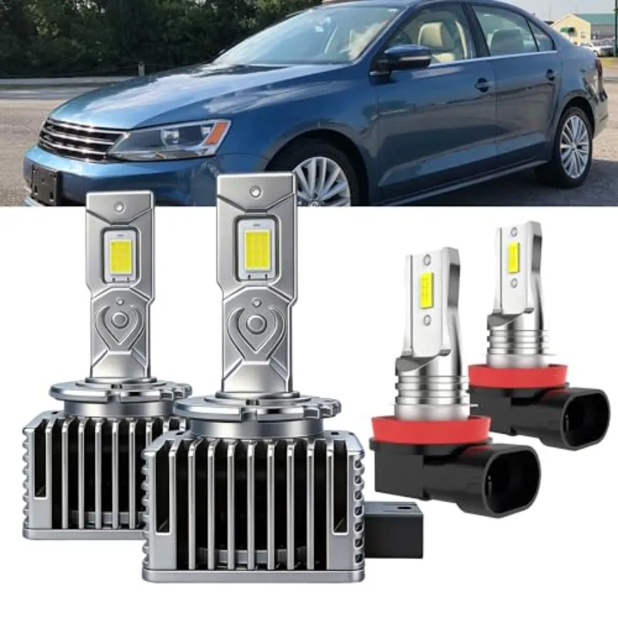 

Лампы для Volkswagen VW Jetta 2015-2018: Комплект для дальнего/ближнего света и противотуманных фар, 400% повышенная яркость, 6000K, ксеноновое белое свечение, прямая замена