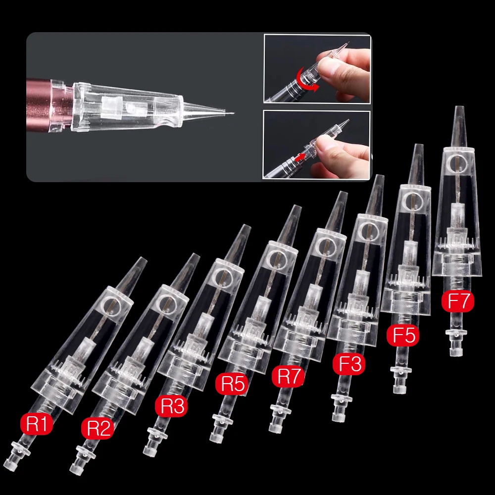 20pcs Electric Derma Pen Needles Tattoo Needle Cartridge R1/R2/R3/R5/R7/F3/F5/F7 Auto Micro Derma Pen Needle Lip Disposable