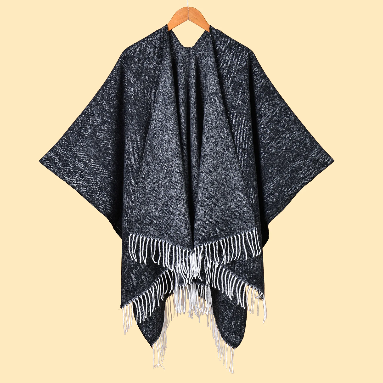 Poncho Versatile classic solid color double-sided wearable shawl cape men's minimalist temperament jacquard warm outer cloak