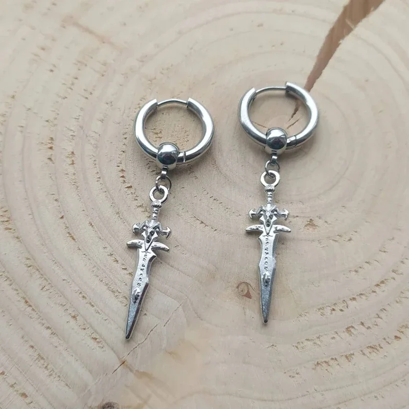 Dagger Hoop Earrings, Sword Hoop Earrings, Huggie Earring, Knife Hoop, Gothic Jewelry, Emo, Alternative, Mens Womens Jewelry