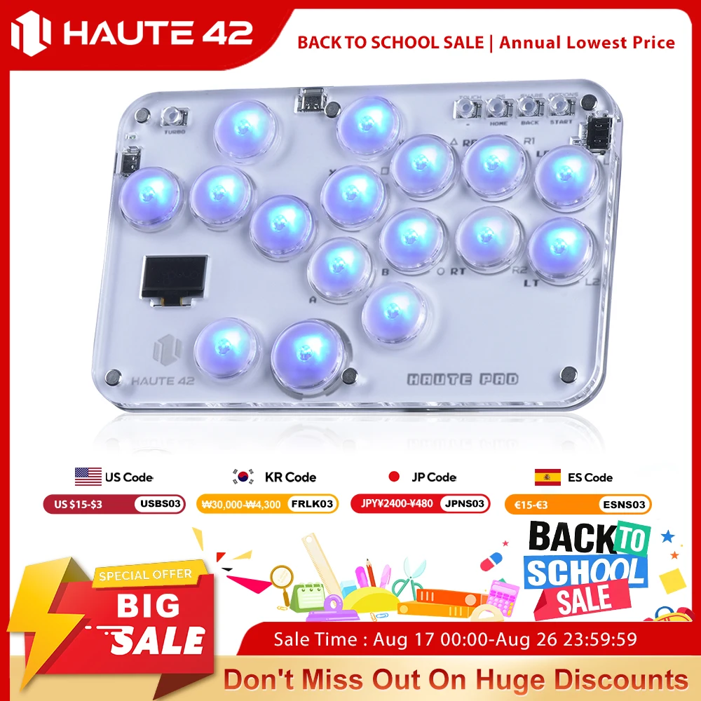 Haute42 Fighting Stick Mini Hitbox Leverless Controller For PC/PS4/PS5/Switch Joystick Arcade Hitbox Controller Keyboard Gaming
