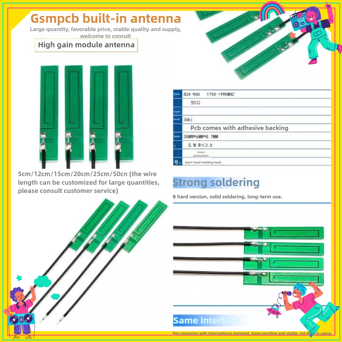 

5PCS GSM 868 915 3G GPRS CDMA SIM900A BC95 Nb-iot Module Built-in PCB Antenna Componentes Eléctricos Signal Amplifier