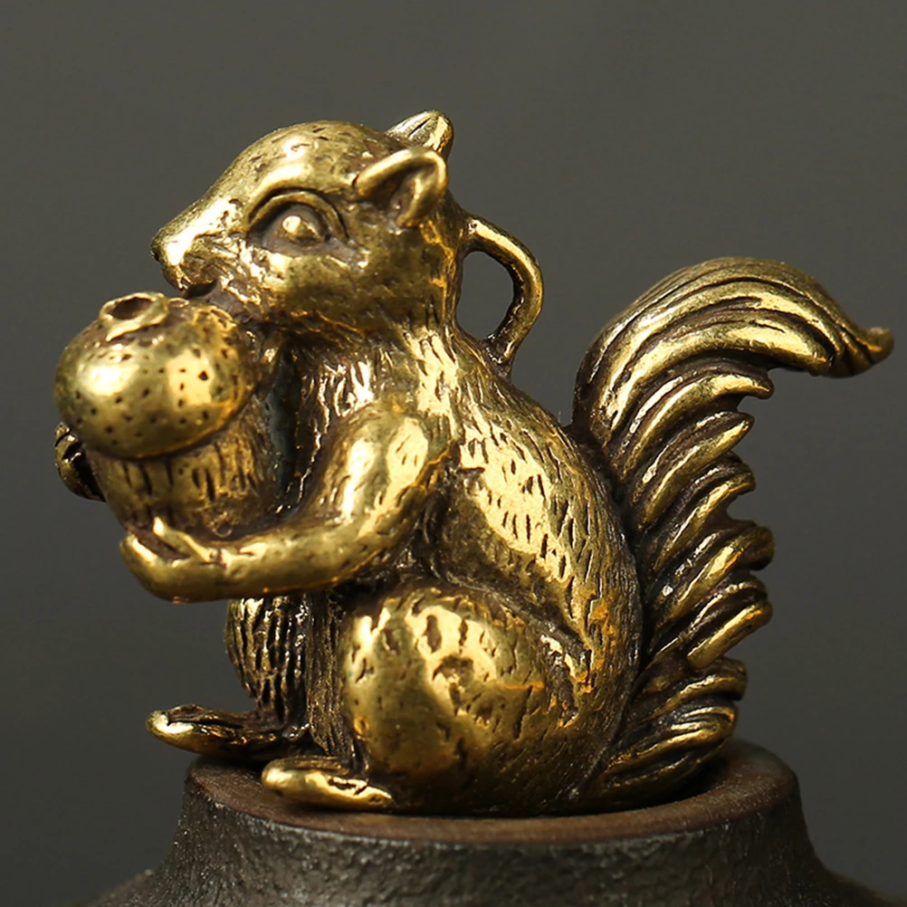 

2pcs Vintage Brass Squirrel Keychain Pendant Creative Diy Animal Ornament Decor Accessories Durable Copper Retro Pendant Hanging