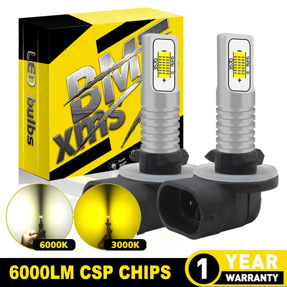 BMTxms 2 pièces 881 H27 LED ampoules antibrouillard Canbus jaune blanc voiture H27W/2 880 H27W/1 lampe de conduite antibrouillard DRL étanche Super lumineux
