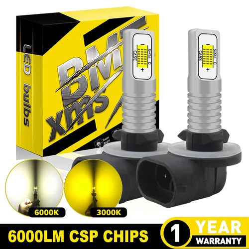 BMTxms 2 uds 881 H27 bombillas LED antiniebla Canbus amarillo blanco coche H27W/2 880 H27W/1 lámpara de conducción antiniebla DRL impermeable súper brillante