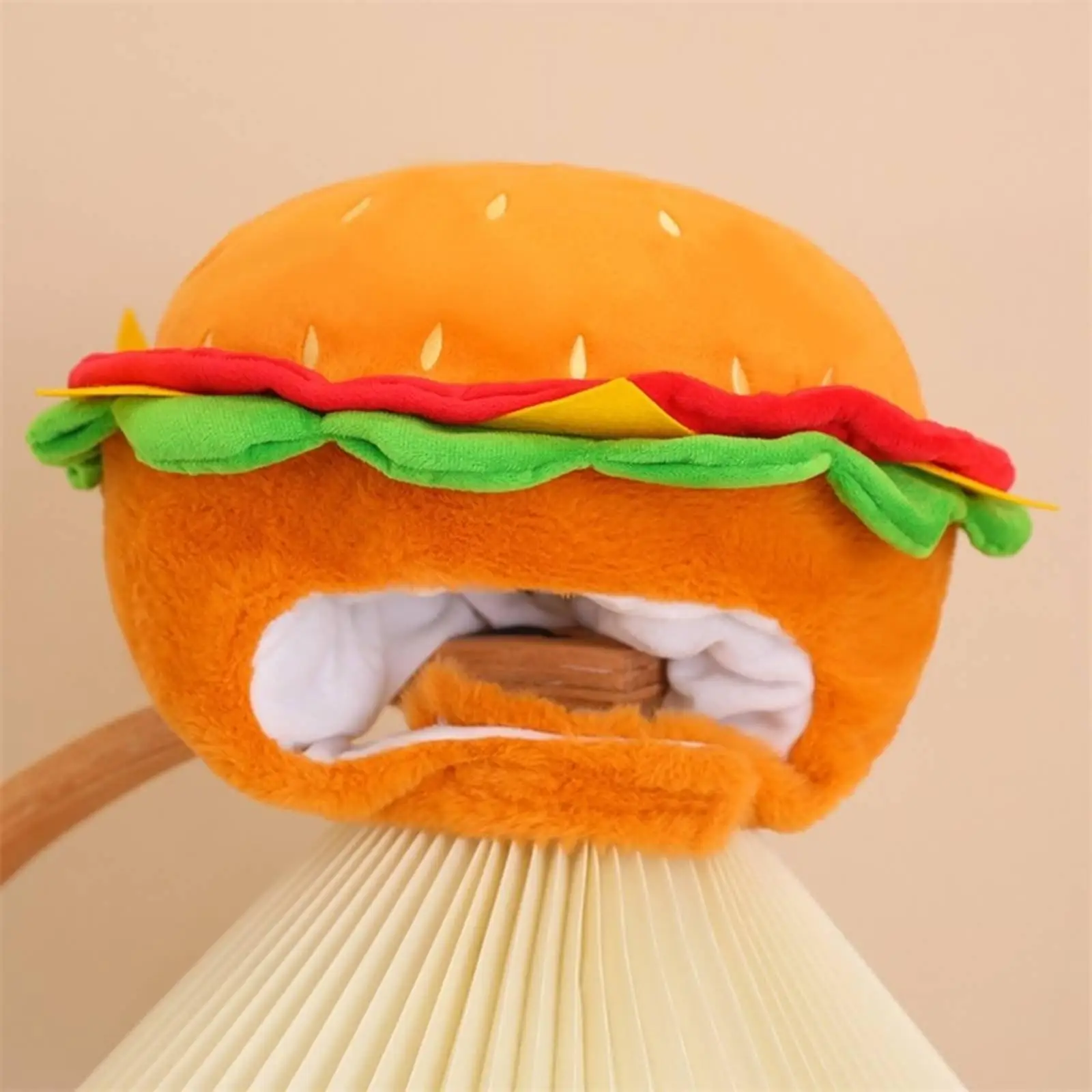 Hamburger Hat Photo Prop Burger Costume Hat Cute Soft Burger Headpiece for Party, Cosplay view 4