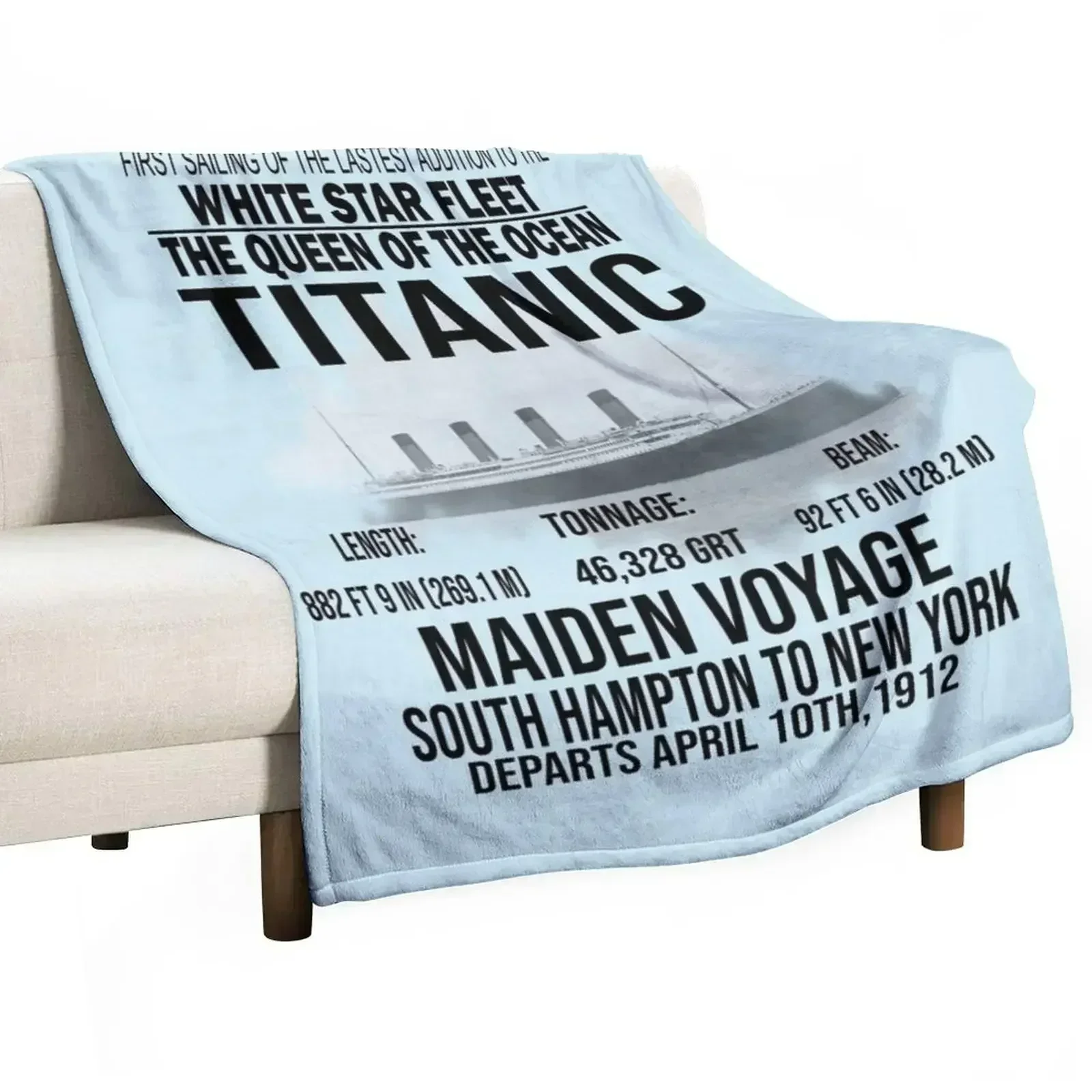 Titanic Vintage Poster Cruise Sinking Ship Atlantic Ocean Voyage Throw Blanket Bed linens Flannel Soft Plaid Blankets