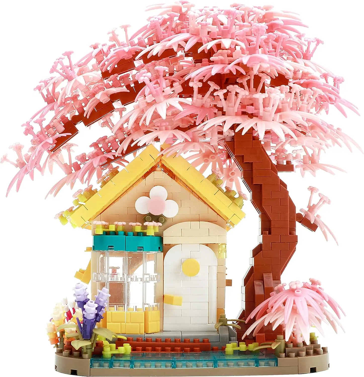 Cherry Blossom Potted Tree House Mini Building Block Set Cherry Blossom Plant Mini Building Block Children's Toy Decoration Gift