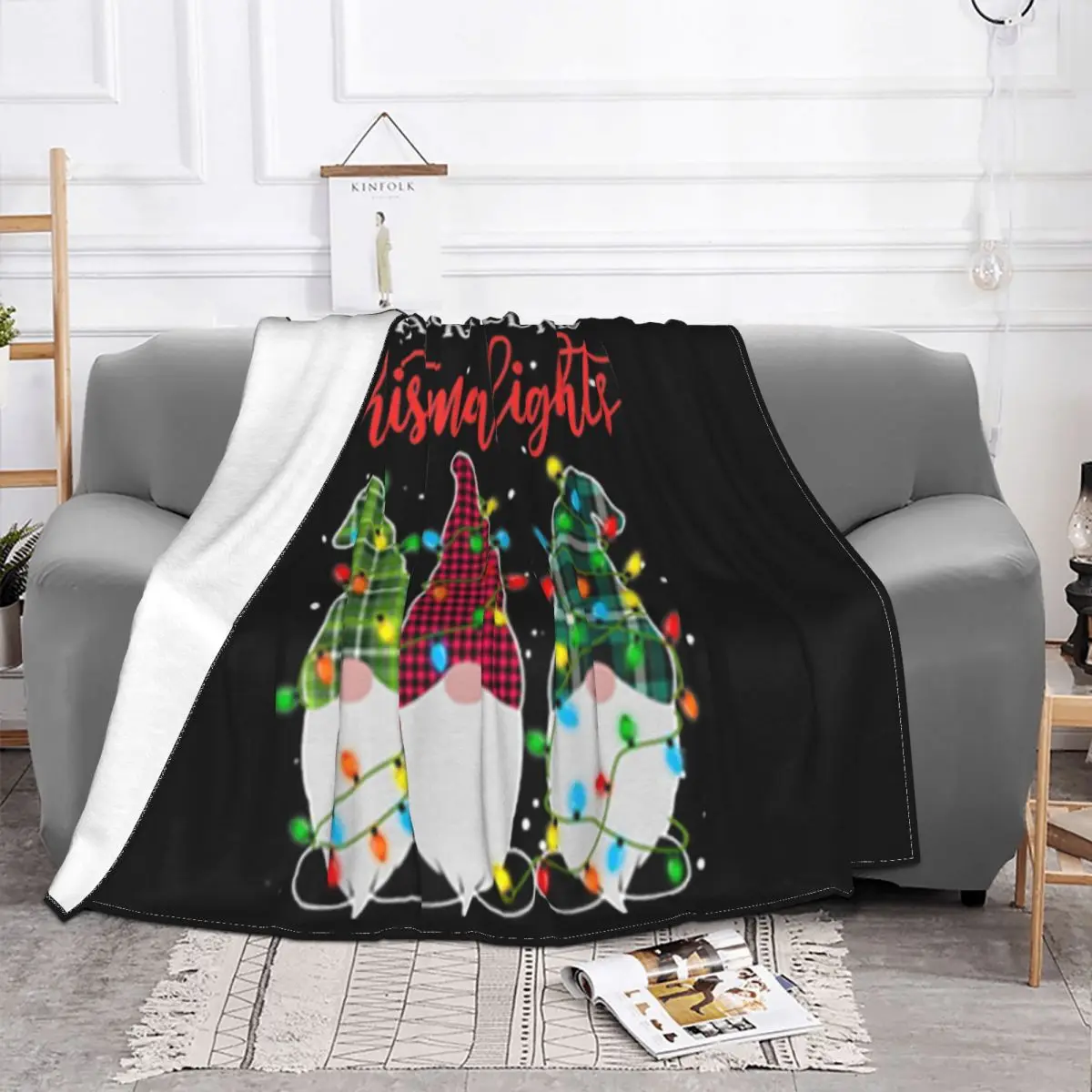 Official My Favorite Color Is Christmas Lights Three Gnomes Many Colors Oversize Style Throw Blanket