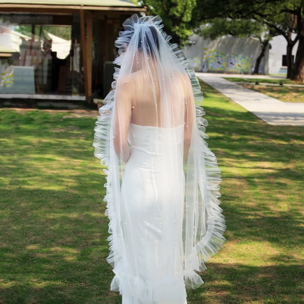 

Wedding Bridal Headdress Brief Ladies' Lace Bead Veil With Big Bow