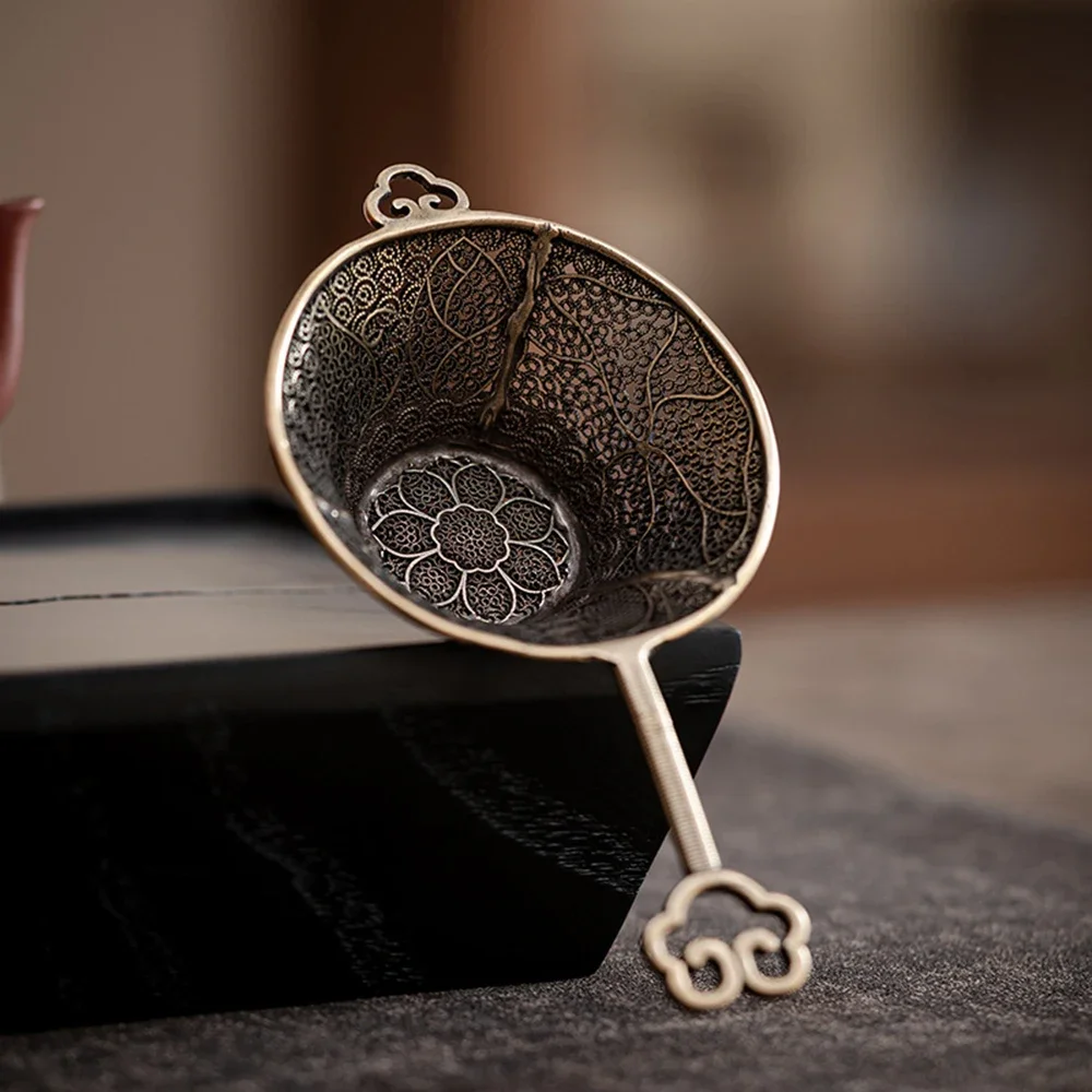 New Chinese-style Copper Tea Leak Retro Tea Filter Waste Residue Filtration Kung Fu Tea Set Accessories Art Desktop Decoration