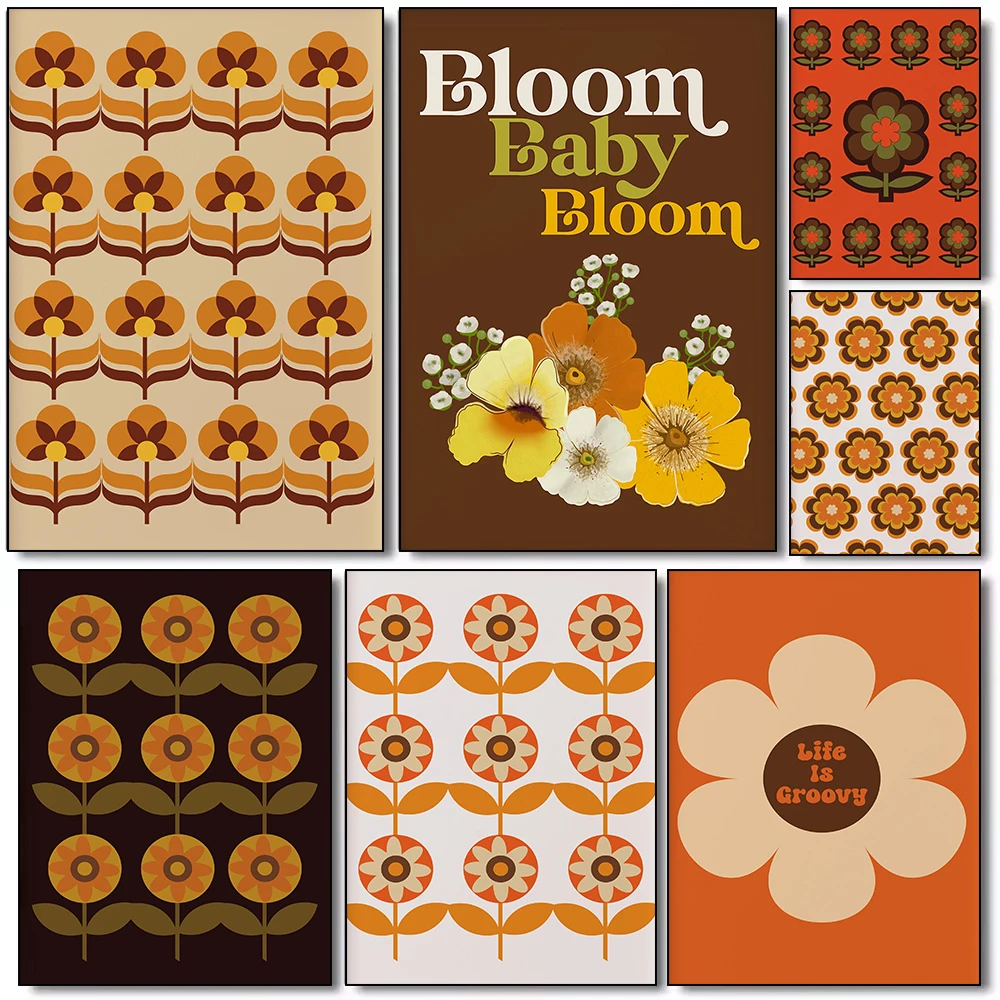 Винтажная модная серия с цветами, печать на холсте, фотографии для гостиной и спальни, современный декор, безрамная живопись